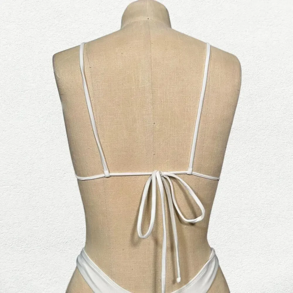 Swim by Di Flemish Knot Bikini Top & Bottoms in White & Gold